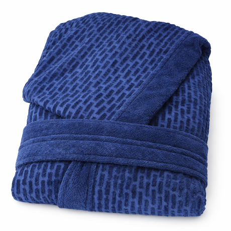 Accappatoio in Spugna con Cappuccio Brick Karì 450 gr/mq in Cotone Jacquard