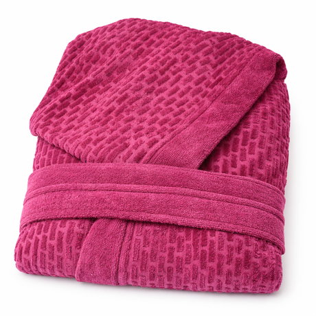 Accappatoio in Spugna con Cappuccio Brick Karì 450 gr/mq in Cotone Jacquard