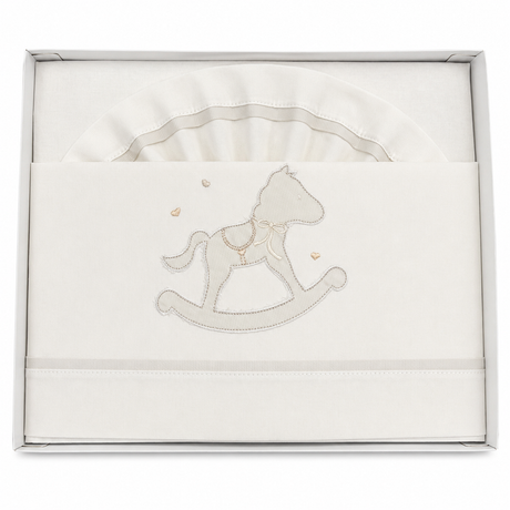 Completo Lenzuola Culla 3pz Cavalluccio a Dondolo ART. 6020 100% Cotone - Dolci Sogni