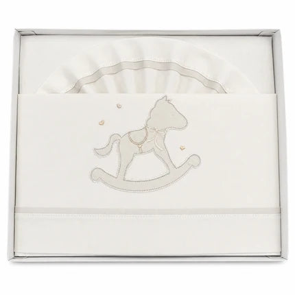 Completo Lenzuola Lettino 3pz Cavalluccio a Dondolo ART. 6020 100% Cotone - Dolci Sogni