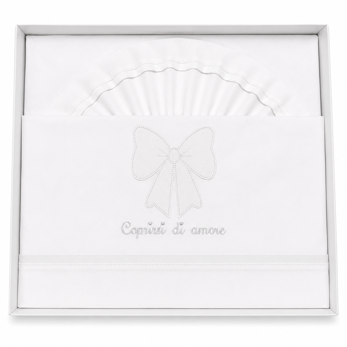 Completo Lenzuola Culla Fiocco "Coprirsi d'Amore" ART.6032 100% Cotone - Dolci Sogni