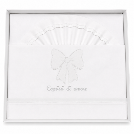 Completo Lenzuola Culla Fiocco "Coprirsi d'Amore" ART.6032 100% Cotone - Dolci Sogni