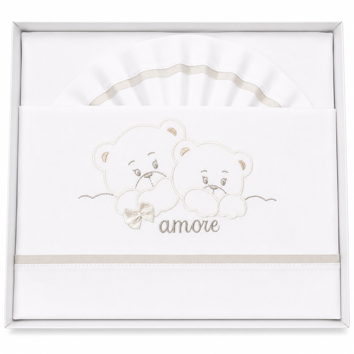 Completo Lenzuola Culla Orsetti "Amore" ART.6016 100% Cotone - Dolci Sogni