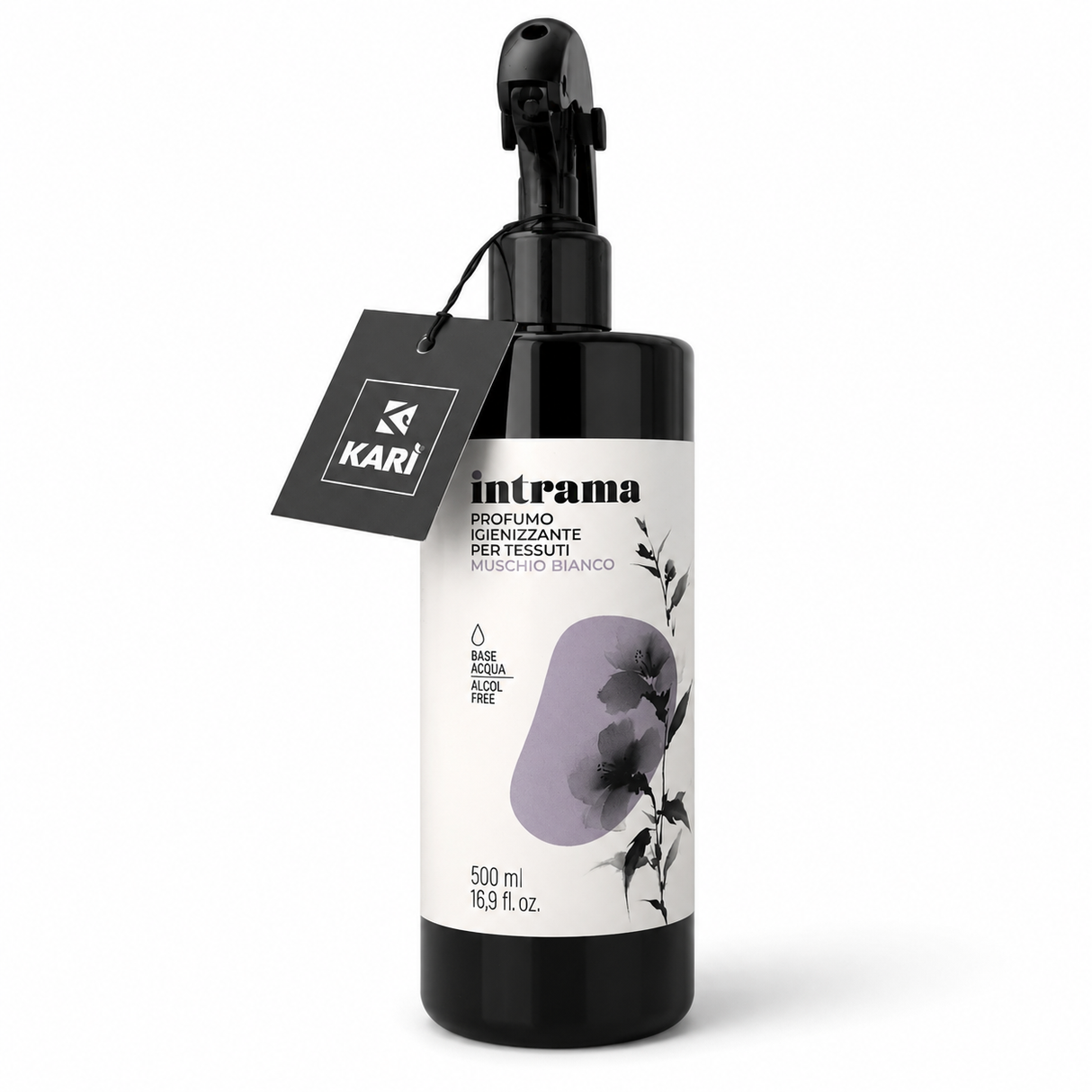 Spray Igienizzante per Ambienti, Tessuti e Tendaggi Intrama Muschio Bianco 500 ml - Karì
