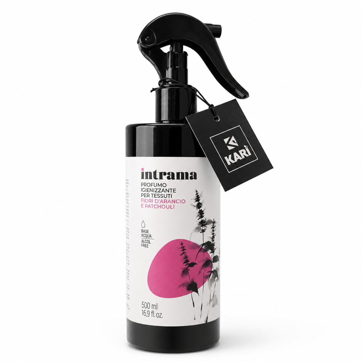 Spray Igienizzante per Ambienti, Tessuti e Tendaggi Intrama Fiori d'Arancio e Patchouli 500 ml - Karì