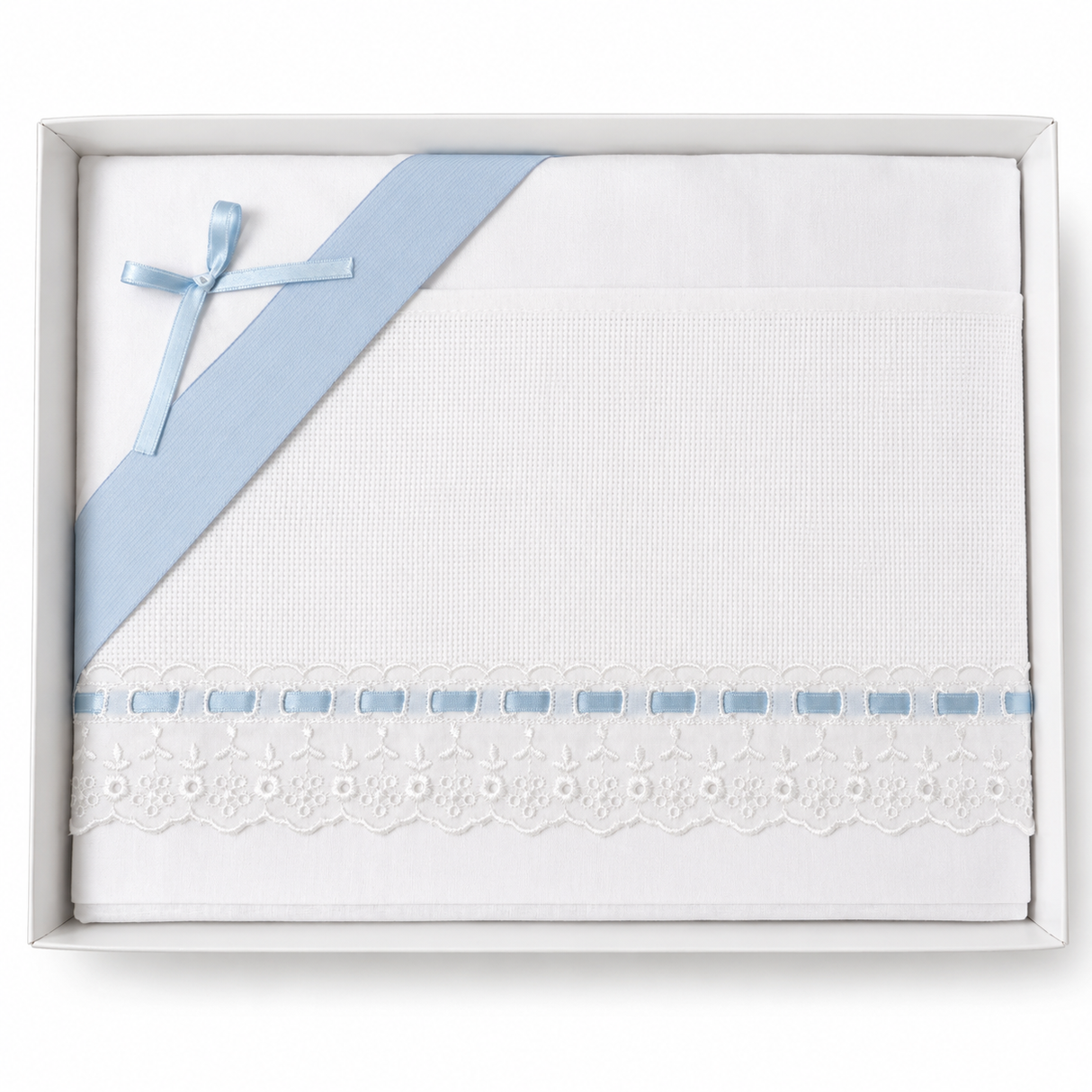 Completo Lenzuola Lettino Tela Aida Fondo Bianco e Decoro Vari Colori 3 pz art.14/05 dis.283 - Mio Piccolo (Copia)