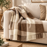 Plaid Adamello Check Frangiato in Pura Lana Vergine 220x250cm - Lanerossi
