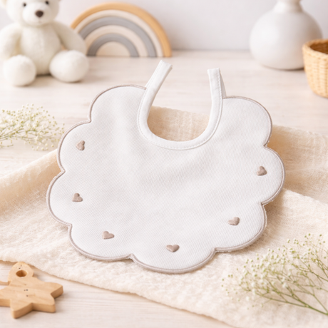 Bavaglino Neonato 193 Cuoricini Cotone Ricamato - Maestri Cotonieri Home