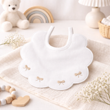 Bavaglino Neonato 193 Fiocchetti Cotone Ricamato - Maestri Cotonieri Home