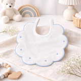 Bavaglino Neonato 193 Pois Cotone Ricamato - Maestri Cotonieri Home