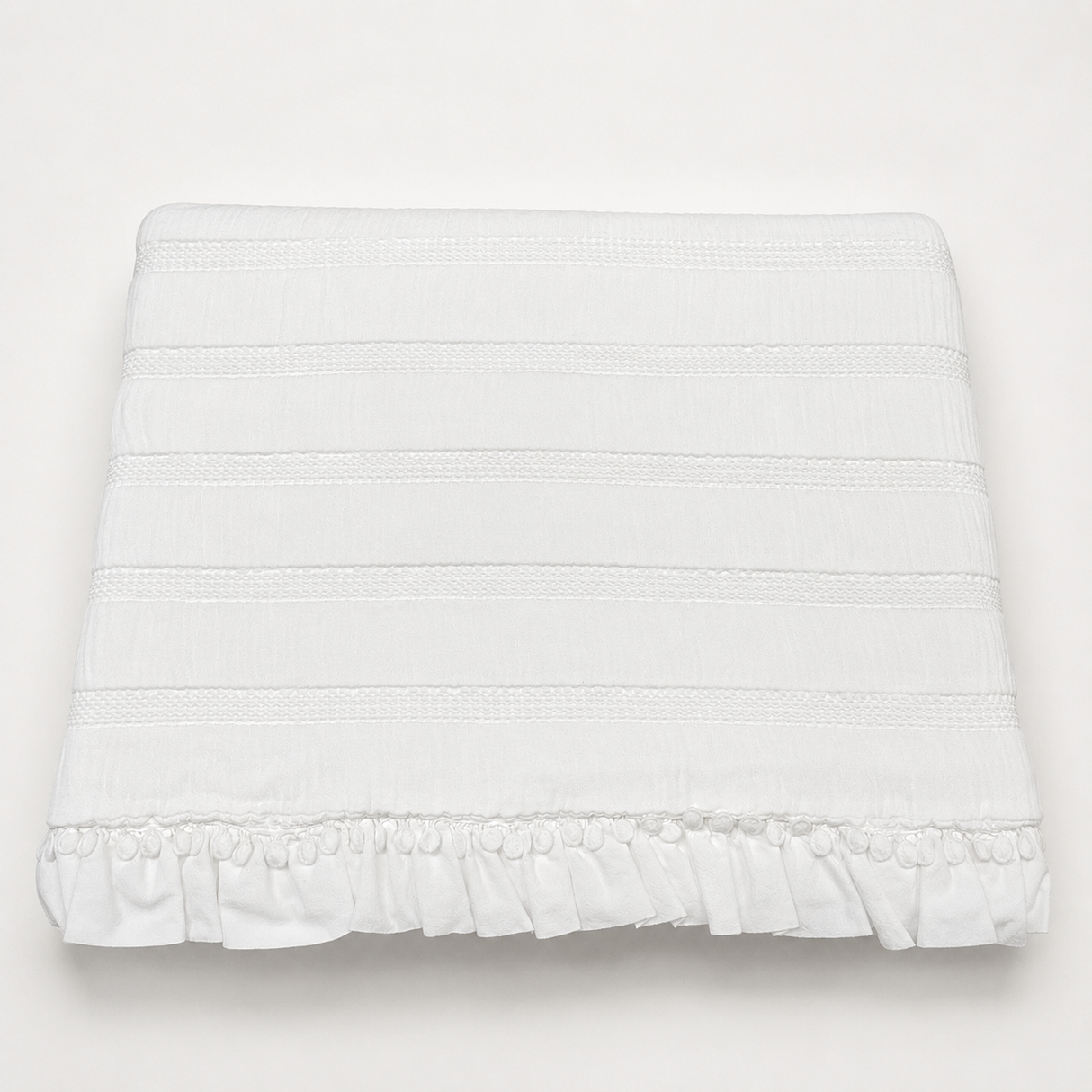 Copriletto Matrimoniale Mariage Botticelli – Jacquard Matelassé 100% Cotone con Rouches