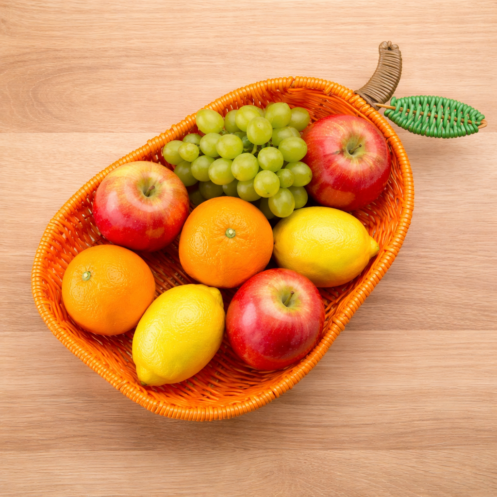 Cestina porta frutta decorativa pera arancione 21x33x6 in filo PP - Montemaggi