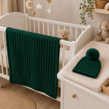 Copertina Culla con Cappellino Pon Pon Coordinato art. B527/1M - I Batuffolini