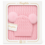 Copertina Culla con Cappellino Due Pon Pon Coordinato art. B527/1F - I Batuffolini