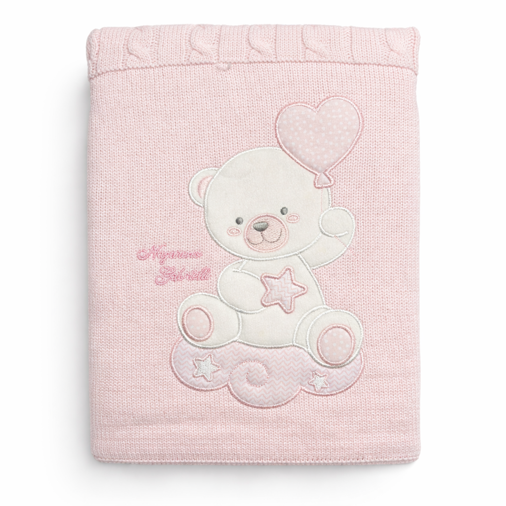 Copertina Culla Ricamata NG-473 Orso Nuvola - Nazareno Gabrielli