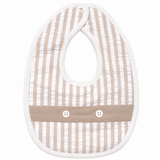 Bavaglino in Cotone Bianco e Beige a Righe con Ciappetta art. BA1760 - Le Chicche