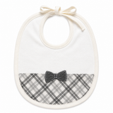 Bavaglino in Cotone Bianco e Grigio con Fiocchetto art. BA860 - Le Chicche