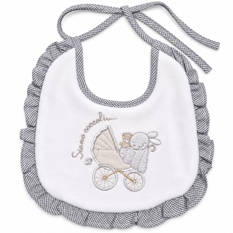 Bavaglino "Siamo Coccoli" Bordato con Rouches art. AD9596 - Ellepi