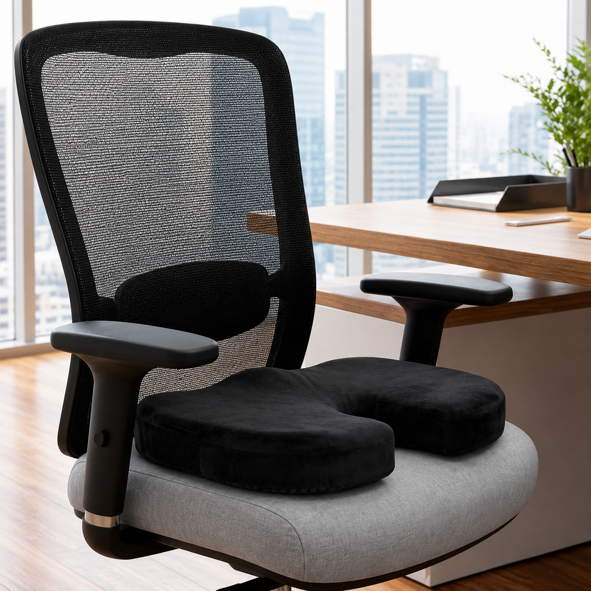 Cuscino Comfort Ergonomico per Sedia in Memory Foam 44x35x7cm - Daunex