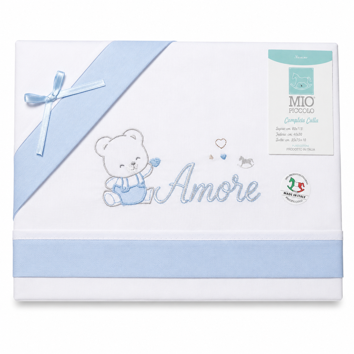 Completo Lenzuola Culla 3 pz Ricamato dis.261 - Mio Piccolo
