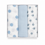 Set 3 Mussole in Garza di Cotone Neonato Rifinite con Piega 75x75cm - Nancy Baby