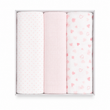 Set 3 Mussole in Garza di Cotone Neonato Rifinite con Piega 75x75cm - Nancy Baby
