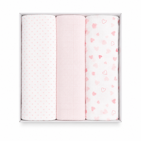 Set 3 Mussole in Garza di Cotone Neonato Rifinite con Piega 75x75cm - Nancy Baby