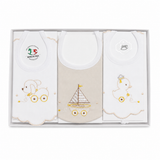 Set 3 Bavaglini Neonato Ricamati in Cotone art.305 dis.423 - Mio Piccolo
