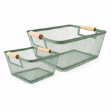 Cestino in Ferro Quadrato con Manico in Legno24,5 x 17,5 x h 11 cm o 35,5 x 23 x h 16 cm  – AD TREND