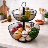 Alzata in Ferro 2 Cestini AD Trend H41 cm – Porta Frutta o Organizer Cucina