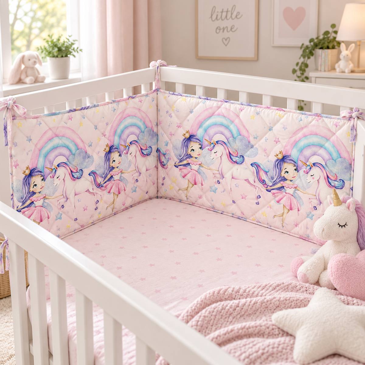 Trapunta Baby Unicorno con Paracolpi Coordinato – Linea Oro