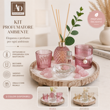 Kit Profumatore Ambiente AD Fragrance con Vassoio Decorativo – Rosa e Avorio