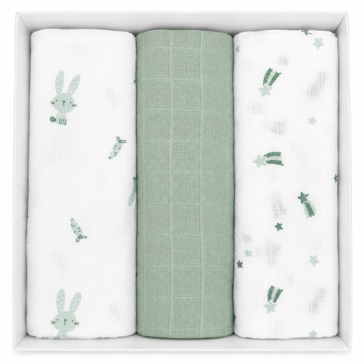 Set 3 Teli in Garza di Cotone Neonato 70x70 cm - Ellepi