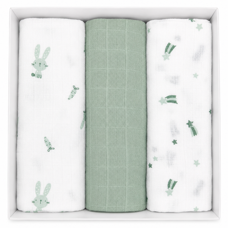 Set 3 Teli in Garza di Cotone Neonato 70x70 cm - Ellepi