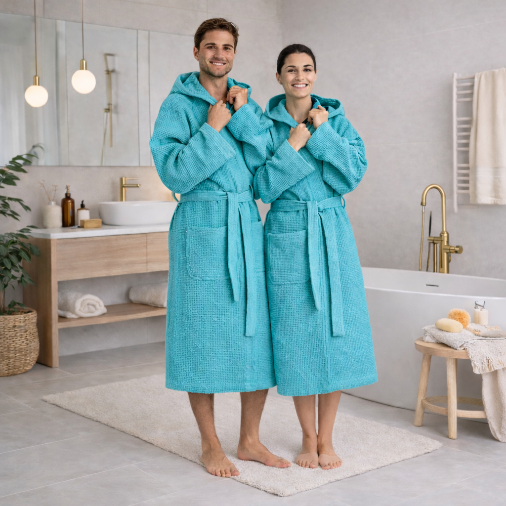Accappatoio Maia Karì in Cotone Nido d’Ape – Leggero e Assorbente S M L XL XXL – Vari Colori
