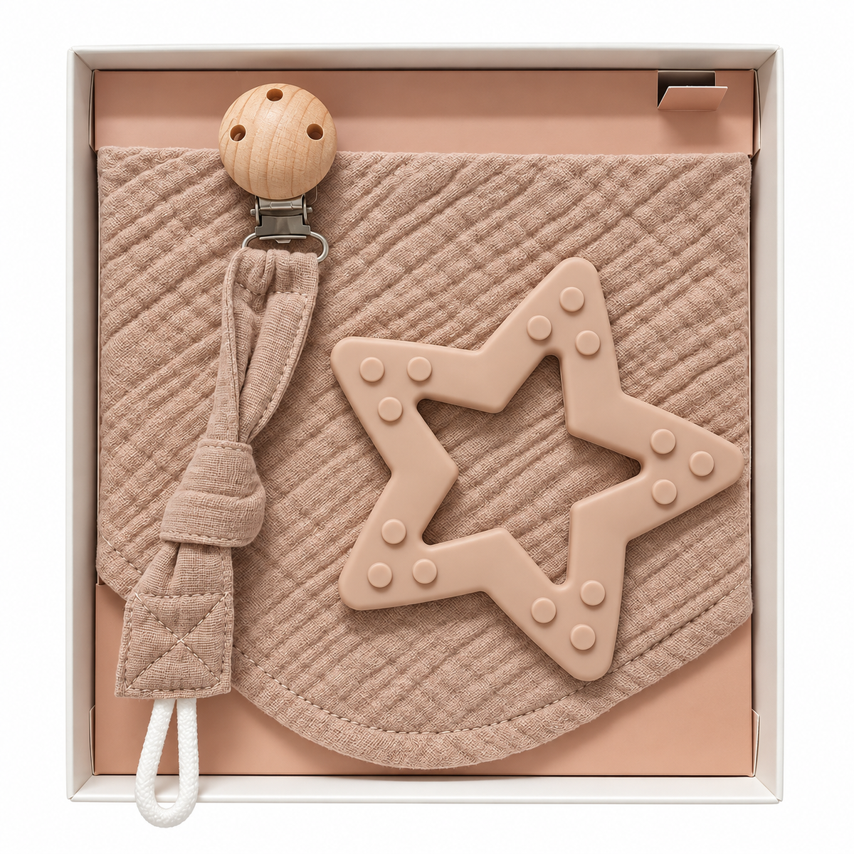 Set Bavetta Bandana + Gioco Dentizione + Catenella Portaciuccio art. B542 - I Batuffolini