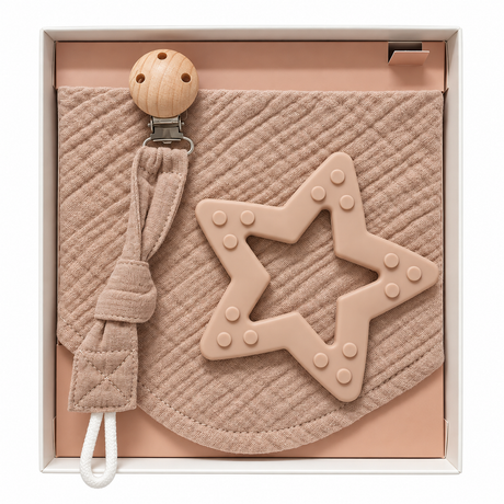 Set Bavetta Bandana + Gioco Dentizione + Catenella Portaciuccio art. B542 - I Batuffolini