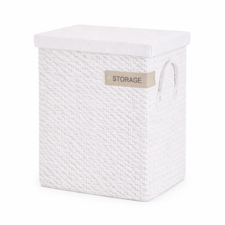 Storage Portabiancheria Tessuto Bianco con Coperchio Montemaggi – Disponibile in 3 Misure