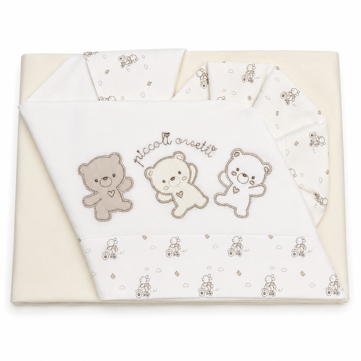 Completo Lenzuola Lettino 3 Pezzi Piccoli Orsetti - Bruco Bruco