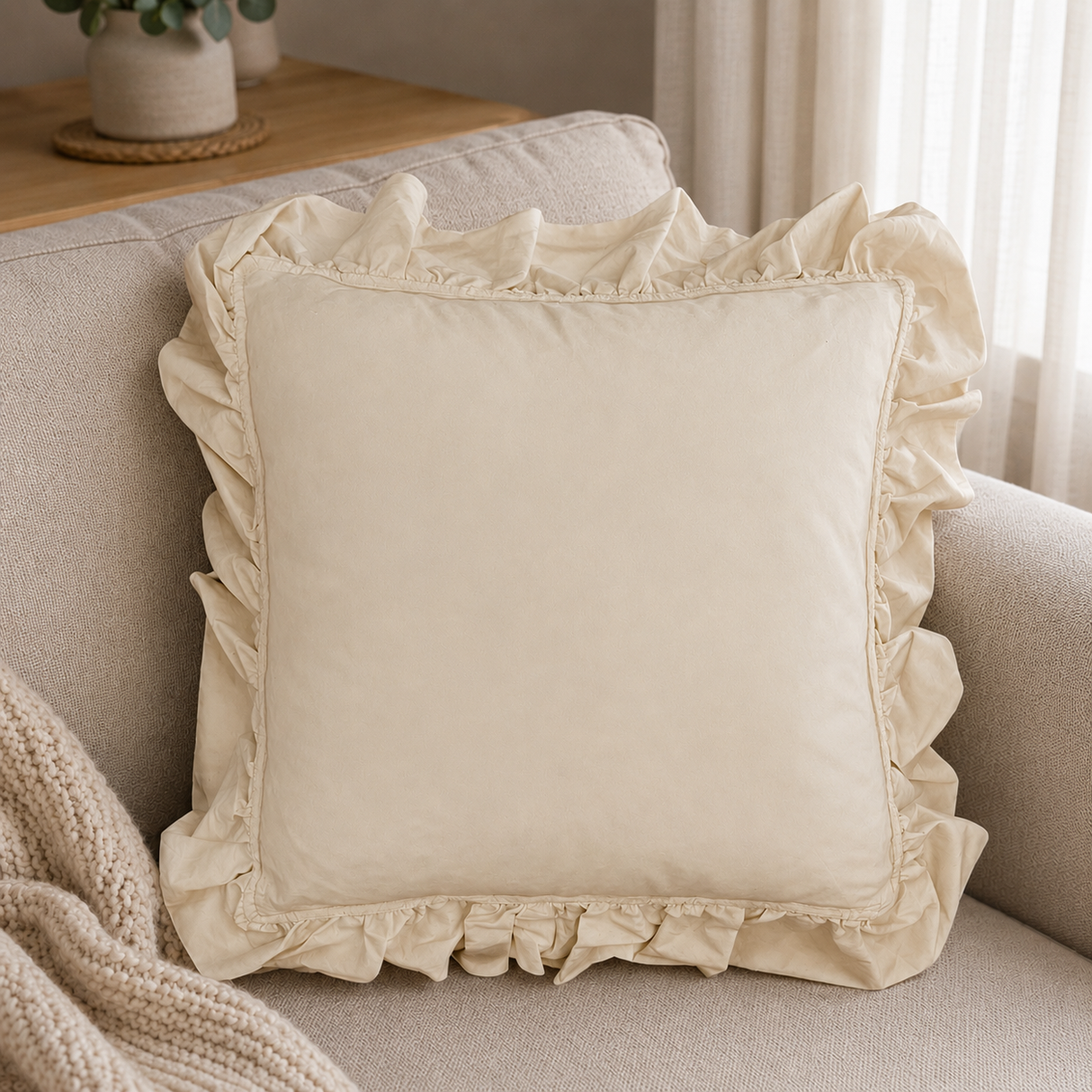 Cuscino Arredo con Rousches Sfoderabile 50x50 cm ESSENTIEL - L'Atelier17