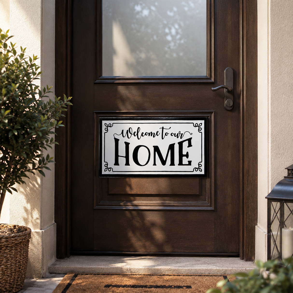 Targa Decorativa in Ferro Smaltato "WELCOME TO OUR HOME" - Montemaggi