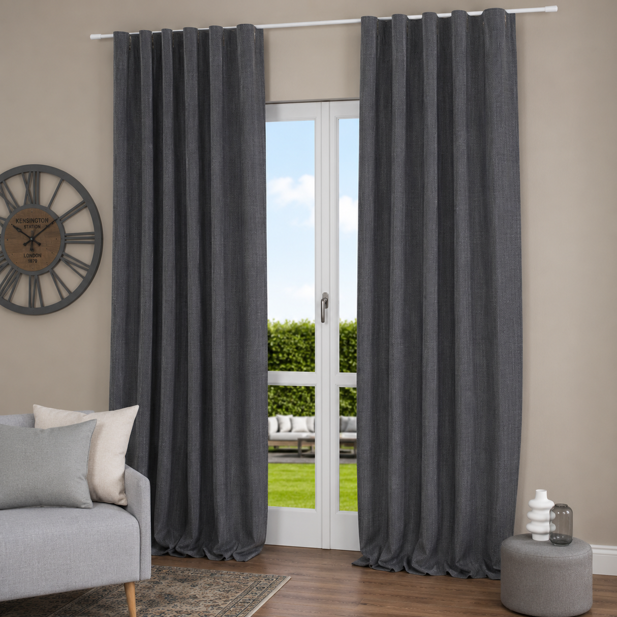 Pannello Tenda con Fascia Copri Bastone Nolan Blackout Maè 145x290 cm - Via Roma 60