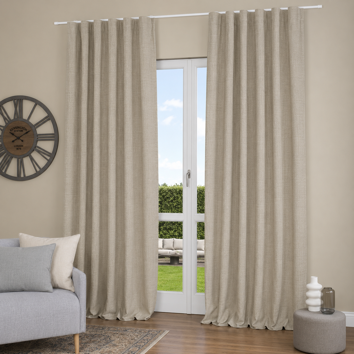 Pannello Tenda con Fascia Copri Bastone Nolan Blackout Maè 145x290 cm - Via Roma 60