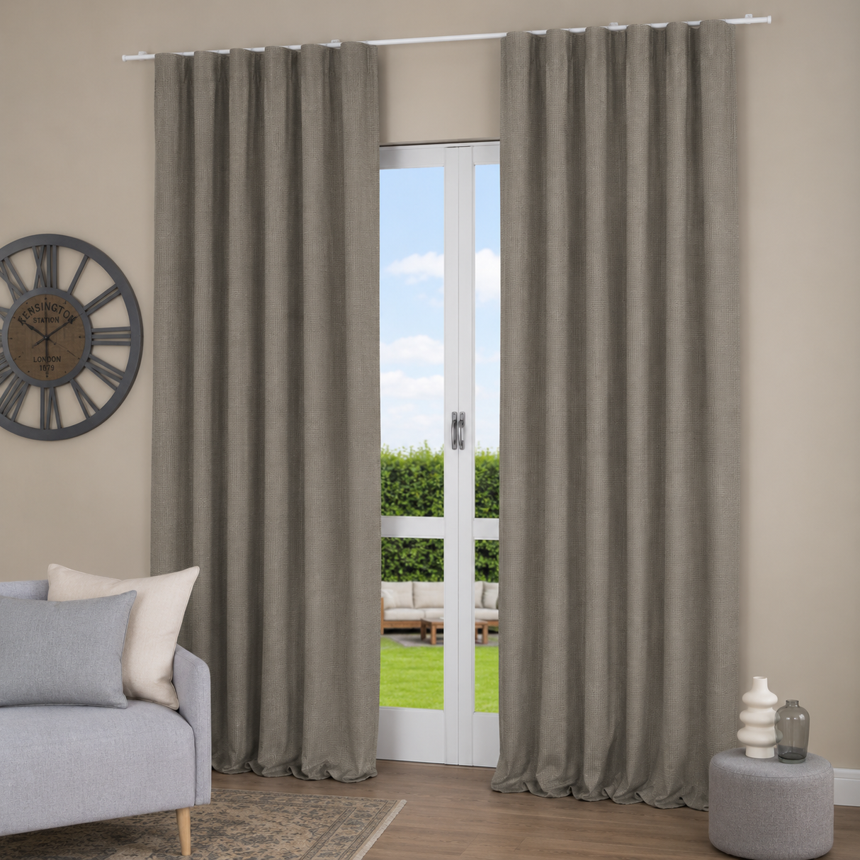 Pannello Tenda con Fascia Copri Bastone Nolan Blackout Maè 145x290 cm - Via Roma 60