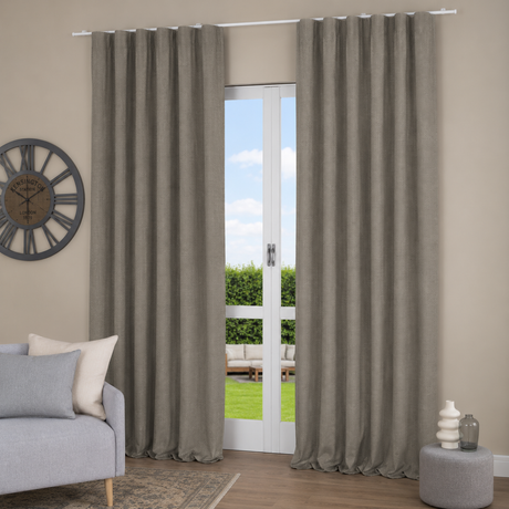 Pannello Tenda con Fascia Copri Bastone Nolan Blackout Maè 145x290 cm - Via Roma 60