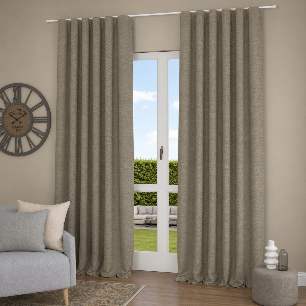 Pannello Tenda con Fascia Copri Bastone Nolan Blackout Maè 145x290 cm - Via Roma 60