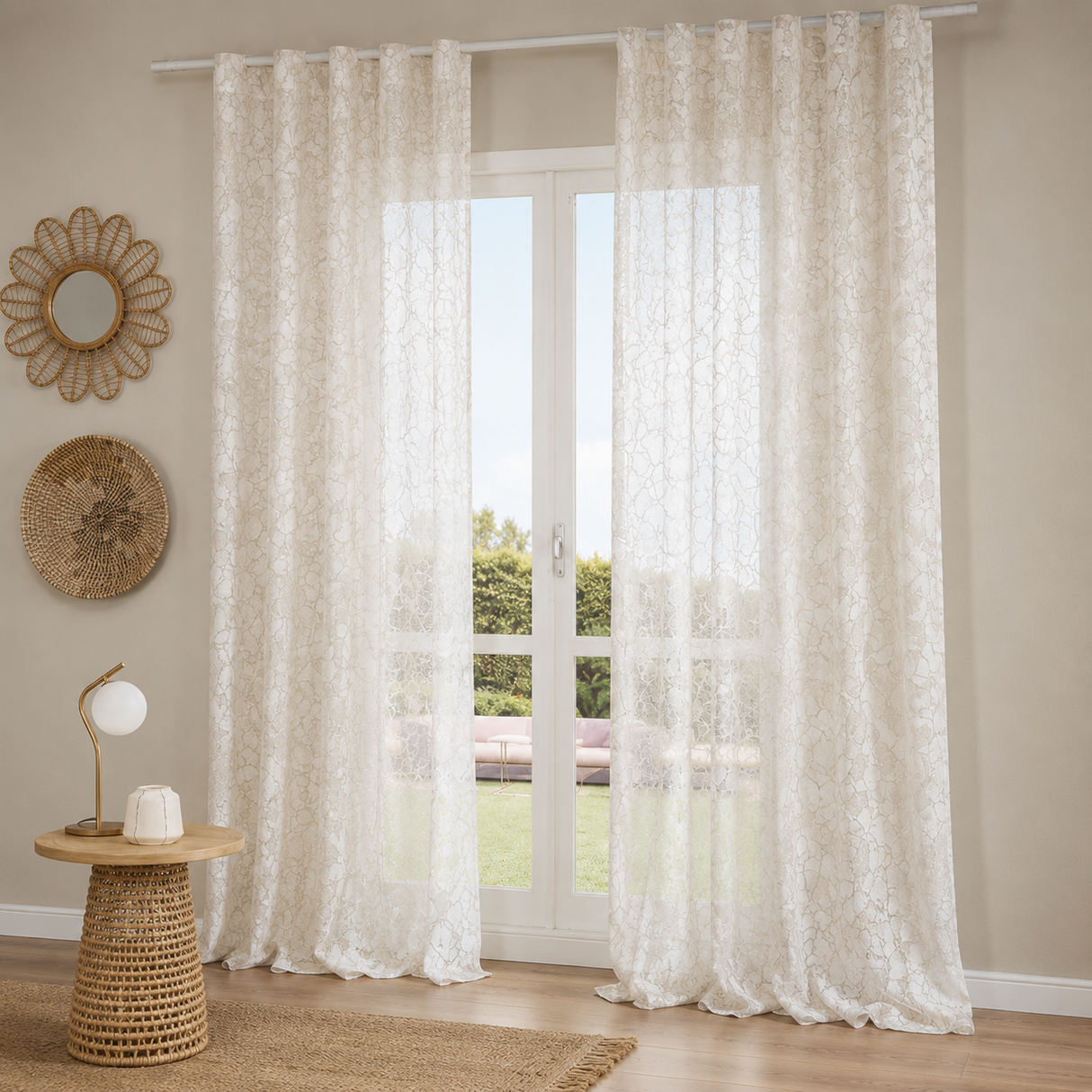 Pannello Tenda con Fascia Copri Bastone Calibano Maè 145x290 cm - Via Roma 60