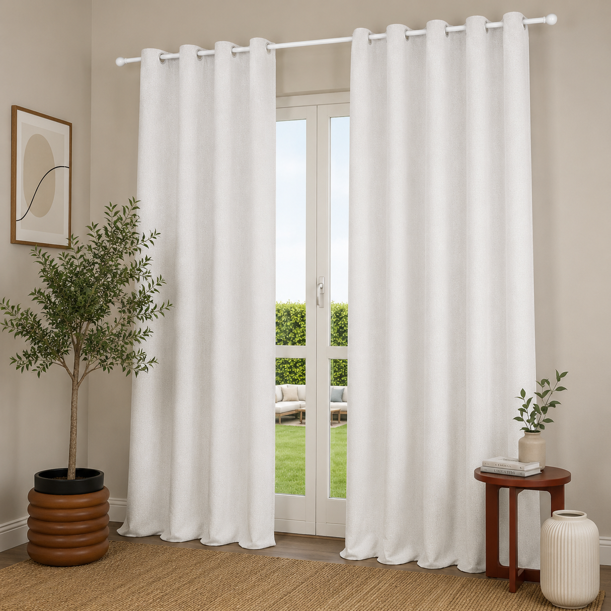 Pannello Tenda con Fascia Copri Bastone Almas Maè 145x290 cm - Via Roma 60