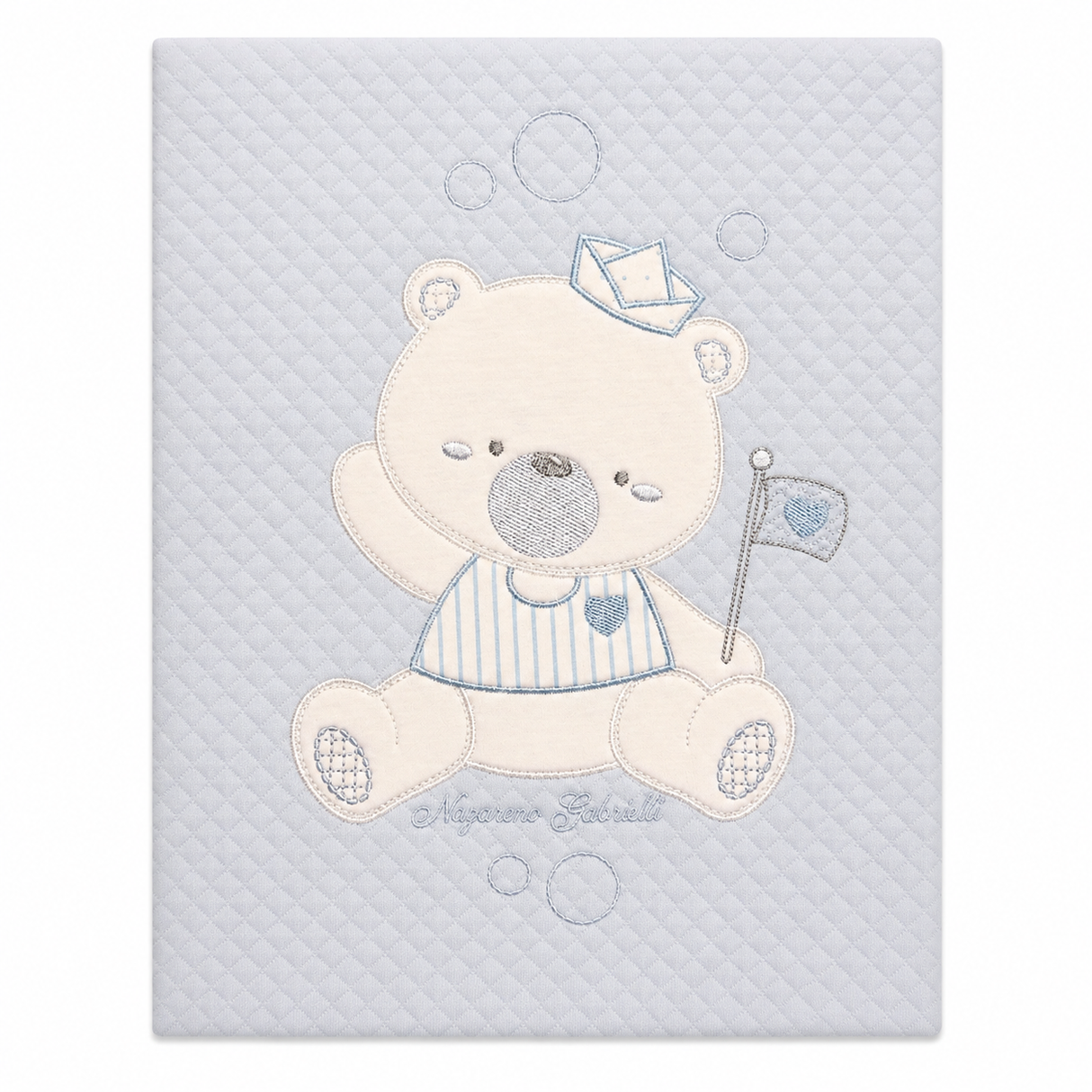 Copertina Culla Ricamata Orsetto in Cotone NG420 dis.1 - Nazareno Gabrielli