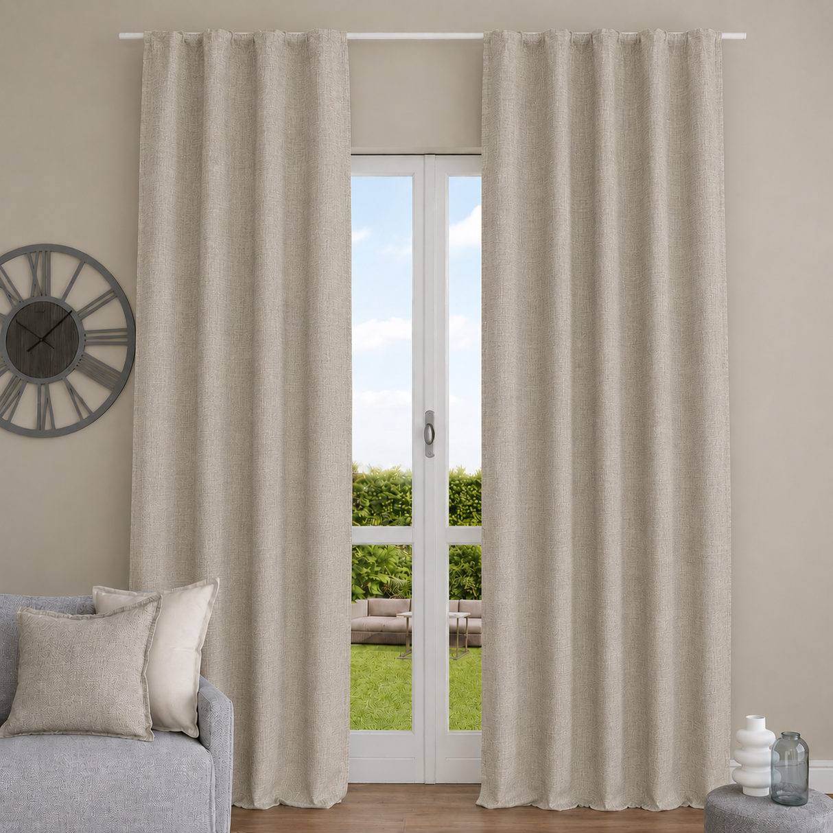Pannello Tenda con Fascia Copri Bastone Malta Maè 145x290 cm - Via Roma 60